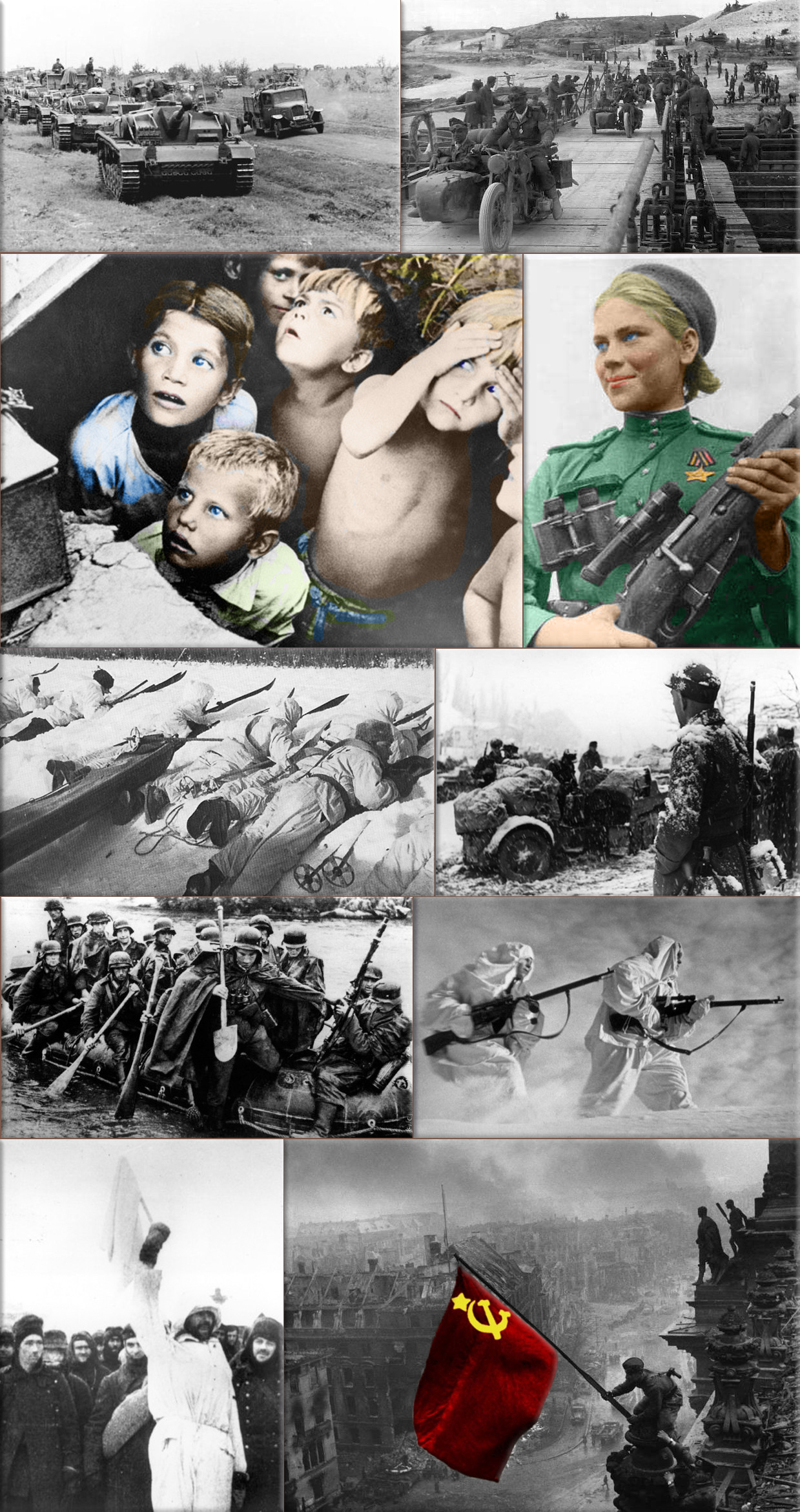 World War II: Eastern Front (World War II); was a theatre of World War II between the European Axis powers and co-belligerent Finland against the Soviet Union, Poland, and some other Allies which encompassed Northern, Southern and Eastern Europe from 22 June 1941 to 9 May 1945
