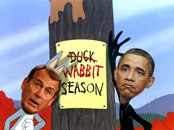 Obama the Rabbit vs Boehner the Duck - Duck Season or Wabbit Season