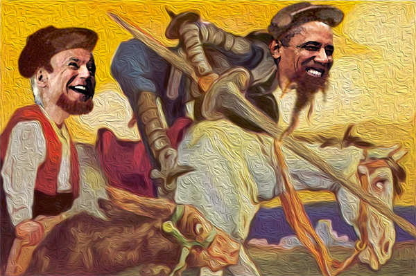 “Joe-Ote” - Don Quixote de la Bama with sidekick Sancho Joe: Democrats' boycott of Netanyahu address to Congress grows - Because Boehner did not check in with the White House before asking Netanyahu to address U.S. lawmakers