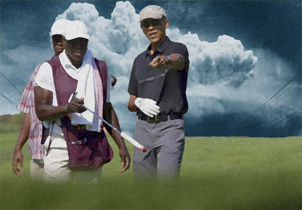 Obama playing golf at Martha's Vineyard, accuses GOP of playing politics with Iran deal