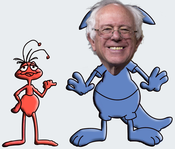 Reduced to a Cartoon Character, Bernie Sanders: Ant and the Aardvark