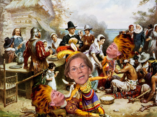 History of the First Thanksgiving: Trump and Pocahontas Sharing Turkey