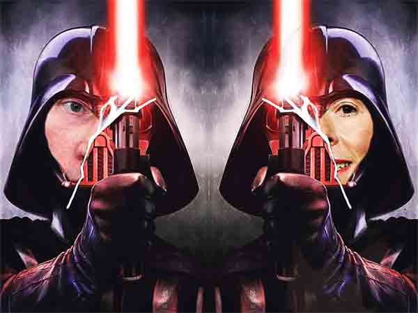Commerce Secretary Gina Raimondo as Dorothy Vader, Vladimir Putin as Darth Vader