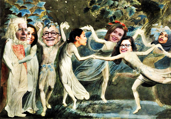 Nancy Pelosi Dances With Oberon, Titania, Puck and Fairies