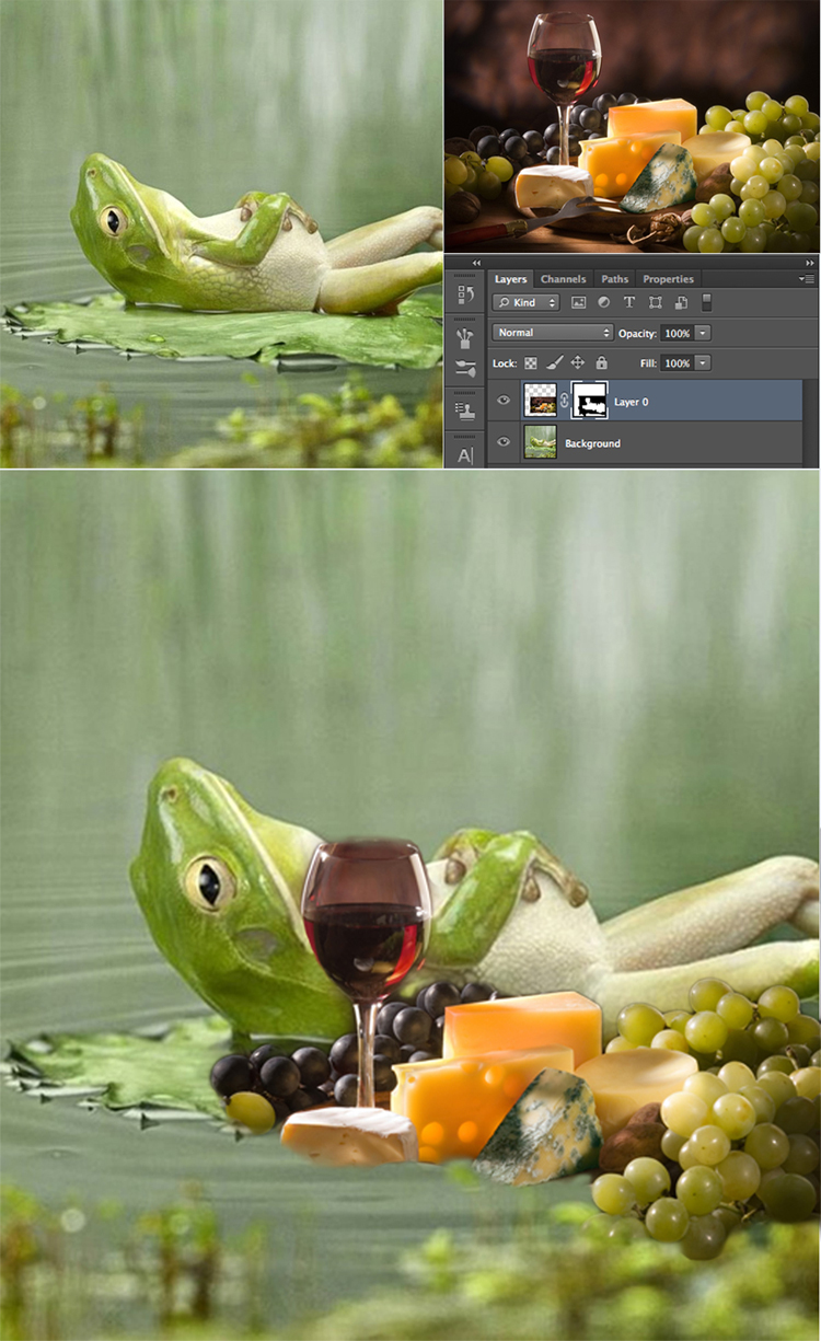 Frog on Cruise with Wine and Cheese - Nondestructive editing: Working with Photoshop Masks