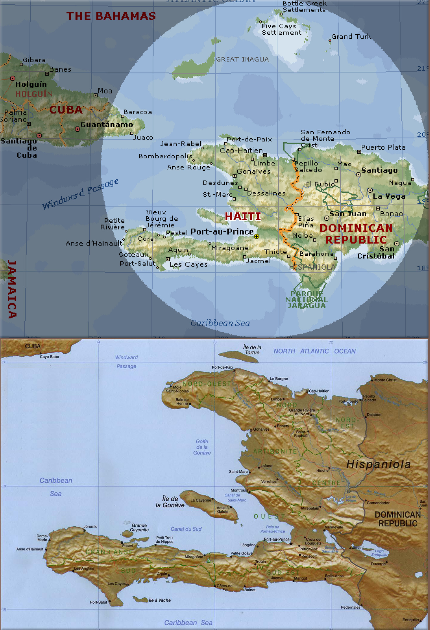Map Haiti, Cuba, Jamaica, Dominican Republic, credit University of Texas.edu