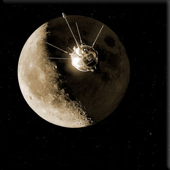 Luna 1, the first spacecraft to reach the vicinity of the Moon and to orbit the Sun, credit Science Photo Library