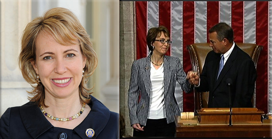 Gabrielle Giffords, Congressional portrait, March 2010 ● Gabrielle Giffords stands with House Speaker John Boehner (R-Ohio) on the floor of the House.
