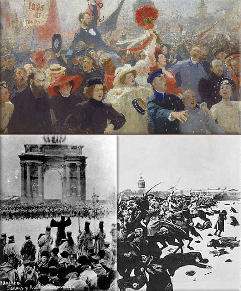 Russian Revolution of 1905: Russian workers stage a march on the Winter Palace that ends in the massacre by Czarist troops known as Bloody Sunday