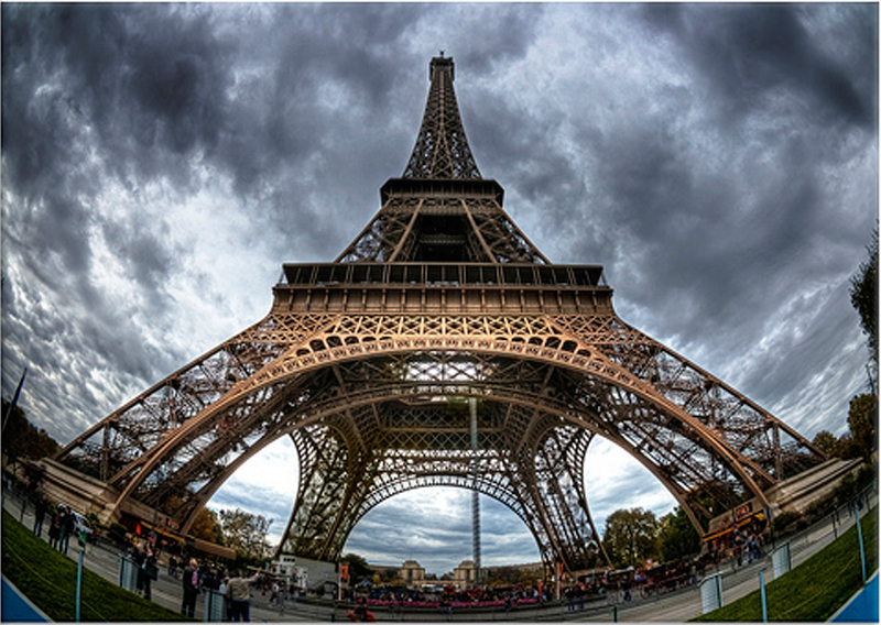 Eiffel tower, Paris, France, Fisheye - HDR, credit Erlend Robaye, Getty Images