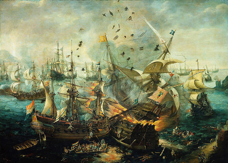 The naval Battle of Gibraltar took place on 25 April 1607 during the Eighty Years' War when a Dutch fleet surprised and engaged a Spanish fleet anchored at the Bay of Gibraltar (During the four hours of action, most of the Spanish fleet was destroyed)