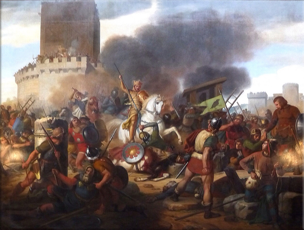 Count Eudes (Odo, the count of Paris) Defends Paris Against the Vikings 885 by Victor Schnetz 1834. Galerie des Batailles, Versailles