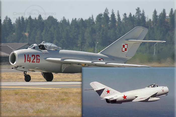 MiG-17 (NATO code name Fresco) was the first Soviet fighter to have an afterburning engine, the Klimov VK-1 (similar in appearance to the MiG-15, the MiG-17 has more sharply swept wings, an afterburner, better speed and handling)