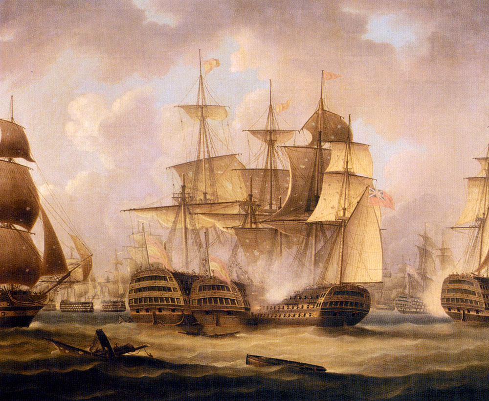 American Revolutionary War: Battle of Cape Saint Vincent, by Thomas Buttersworth (1768-1842)