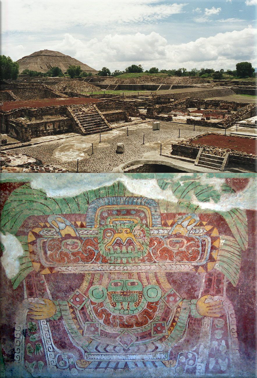 Teotihuacan – at one time the largest city in the world; Tetitla Teotihuacan Great Goddess mural (Abracapocus)