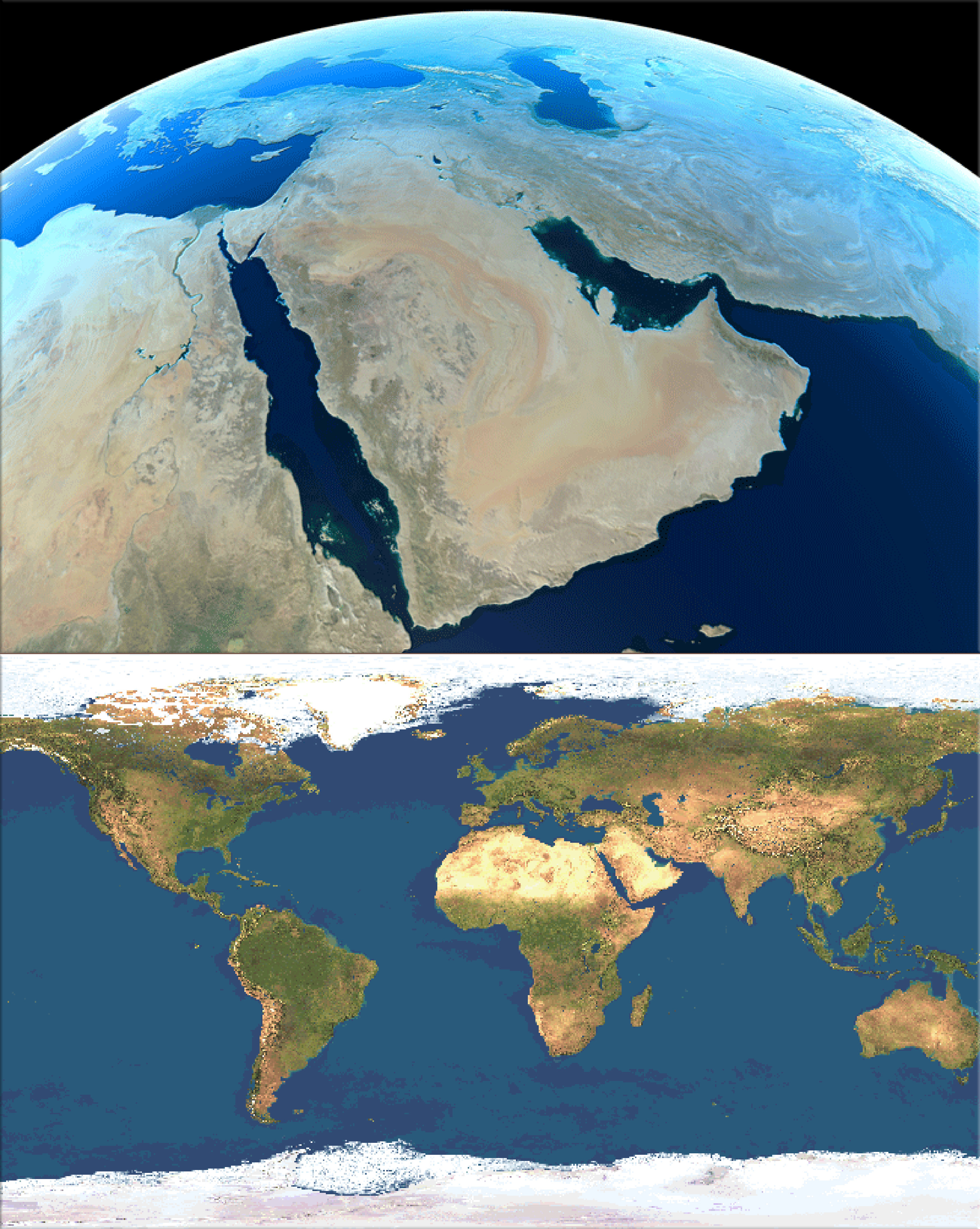 Middle East satellite image; World satellite image