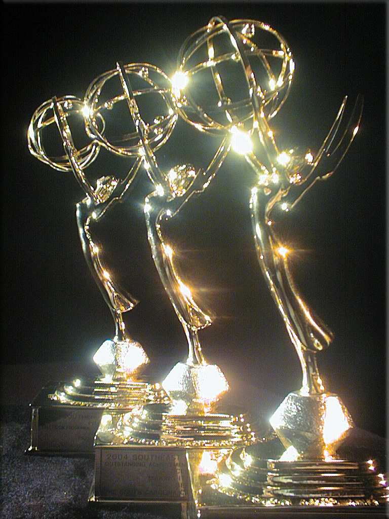 The Emmy Award statuette, depicting a winged woman holding an atom