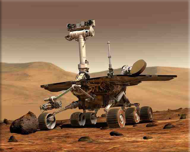 Opportunity rover (MER-B) lands on surface of Mars, credit NASA
