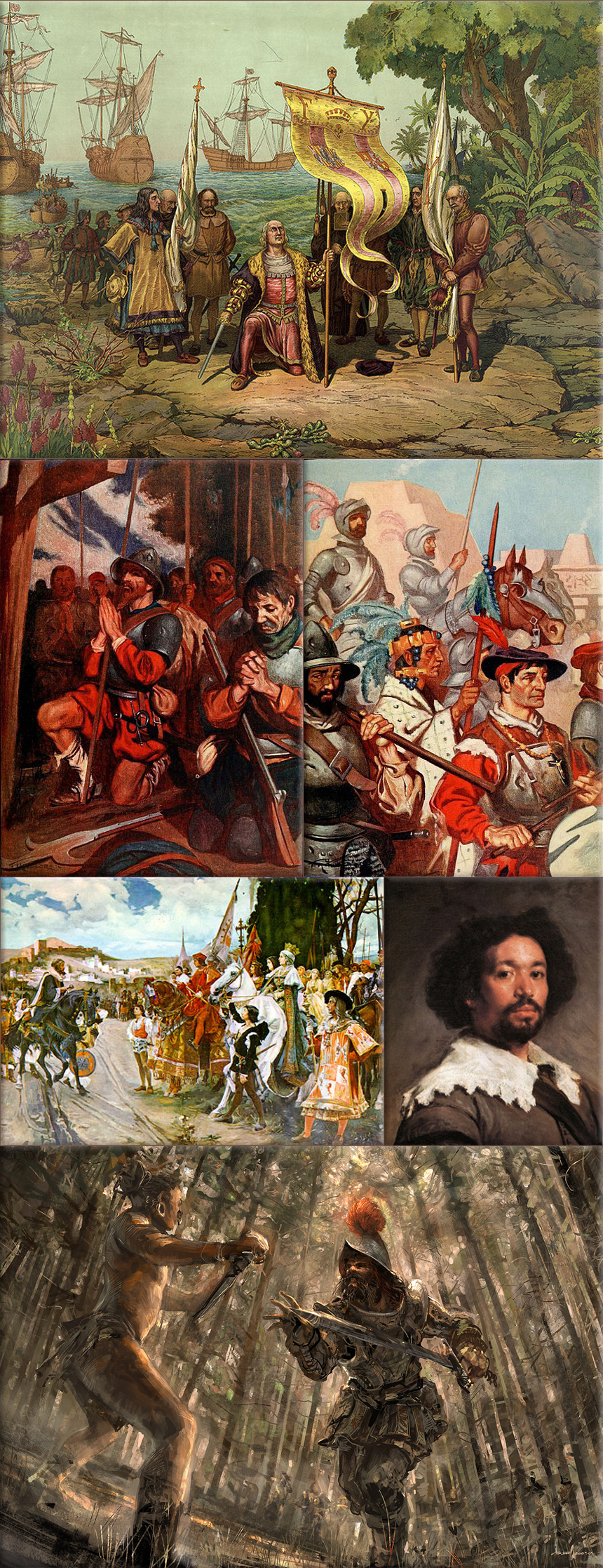 Conquistadors (Spanish 'conquerors') were soldiers, explorers, and adventurers at the service of the Spanish Empire (sailing beyond Europe, conquering territory and opening trade routes, colonizing much of the world for Spain and Portugal in the 15th, 16th, and 17th centuries)