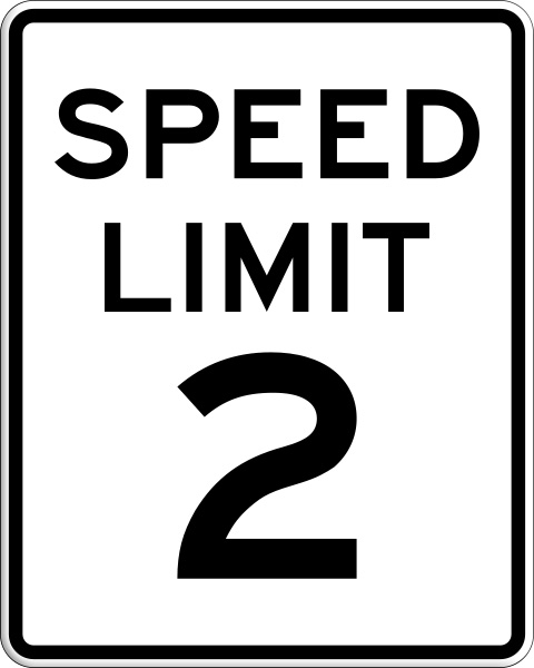 Speed Limit sign, 2 mph (3.2 km/h)