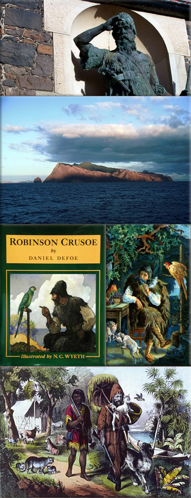 Robinson Crusoe is a novel by Daniel Defoe that was first published in 1719, inspired by the rescue of Alexander Selkirk, shipwrecked on a desert island