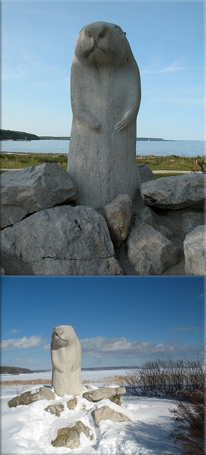 Statue of groundhog Wiarton Willie in Wiarton, Ontario