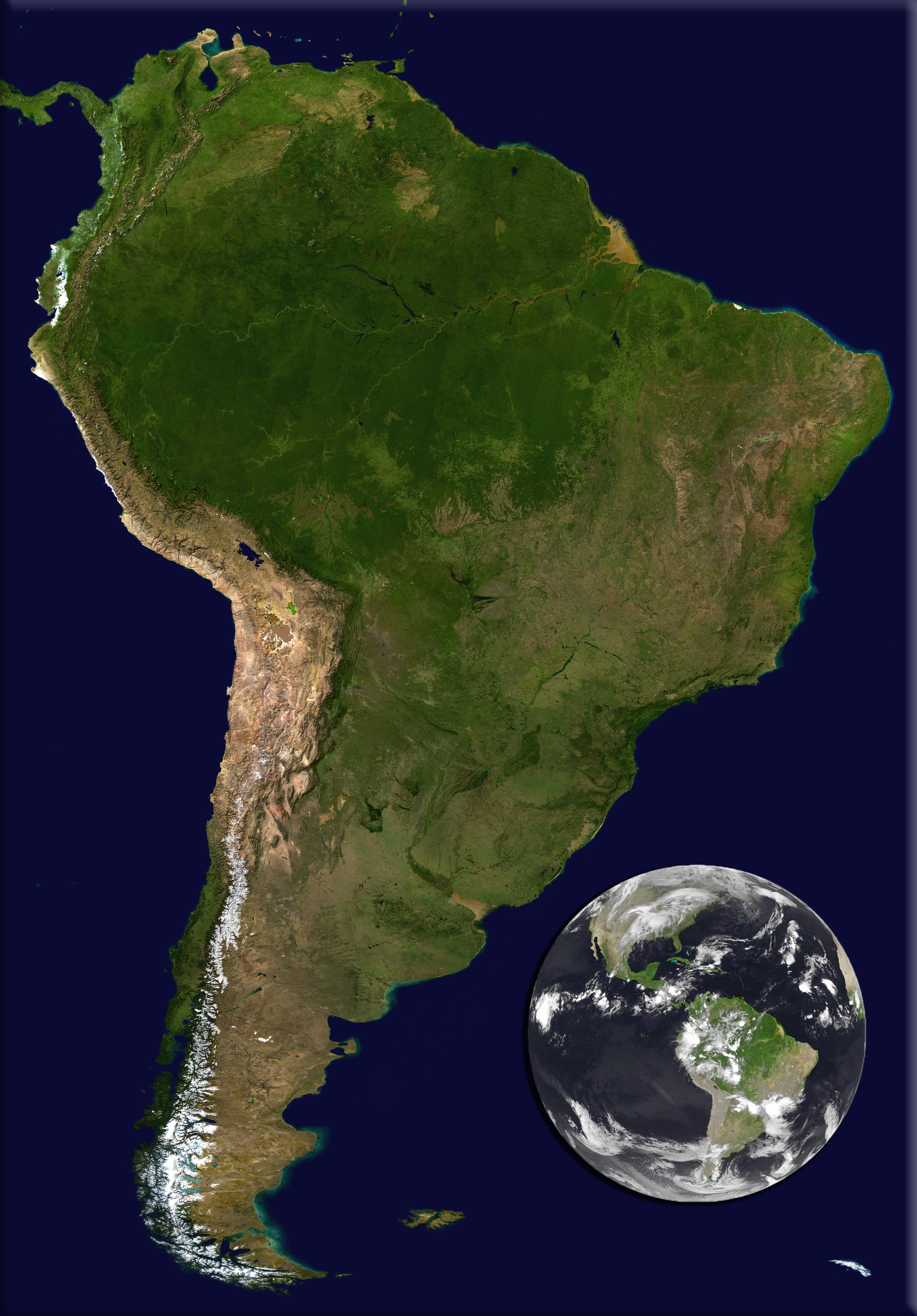 South America is a continent located in the Western Hemisphere, mostly in the Southern Hemisphere, with a relatively small portion in the Northern Hemisphere. The continent is also considered a subcontinent of the Americas