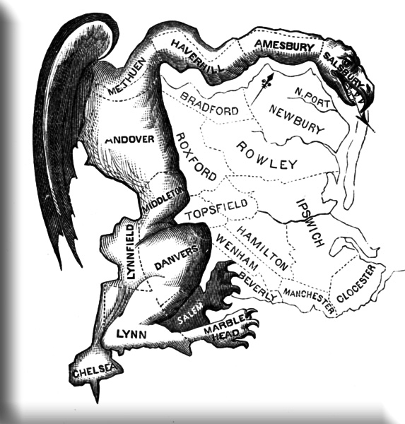 1812 Massachusetts governor Elbridge Gerry: (gerrymandering is a practice that attempts to establish a political advantage for a particular party or group by manipulating geographic boundaries to create partisan or incumbent-protected districts)
