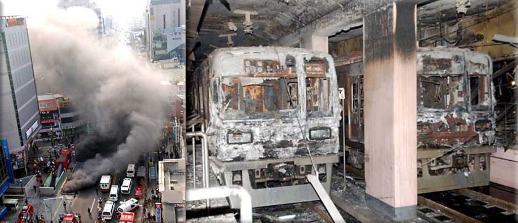 Nearly 200 people die in the Daegu subway fire in South Korea on February 18th, 2003.