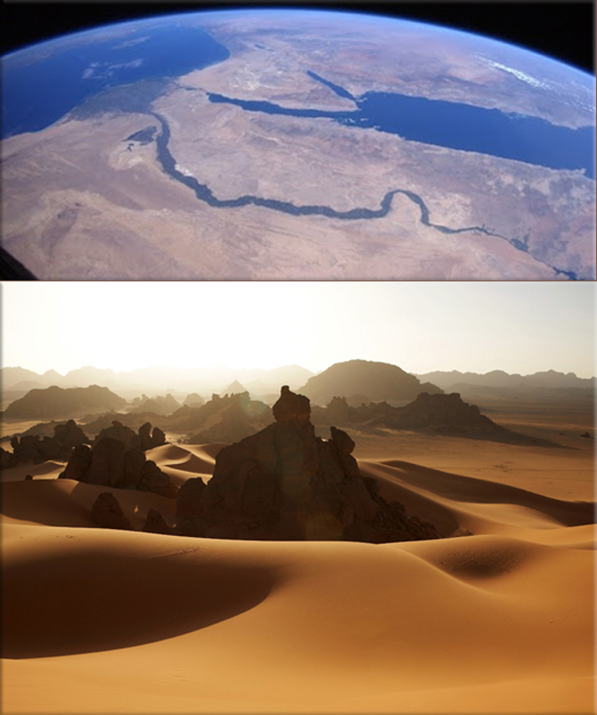 Sahara Desert;</a>the world's largest and hottest desert and third largest desert, after Antarctica and the Arctic, covering most of North Africa, making it almost as large as China or the United States