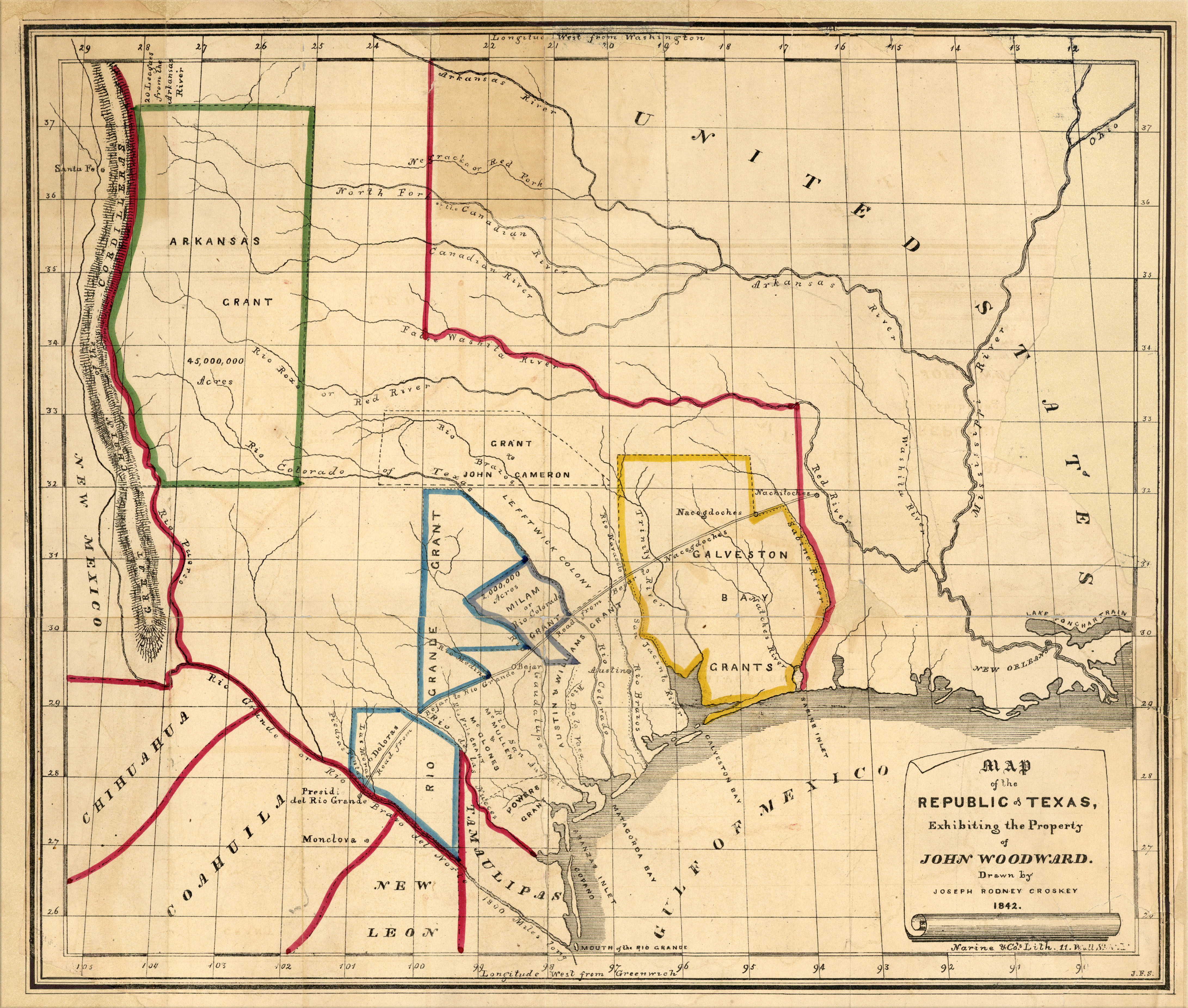 Historical Maps of Texas 1842, credit University of Texas.edu