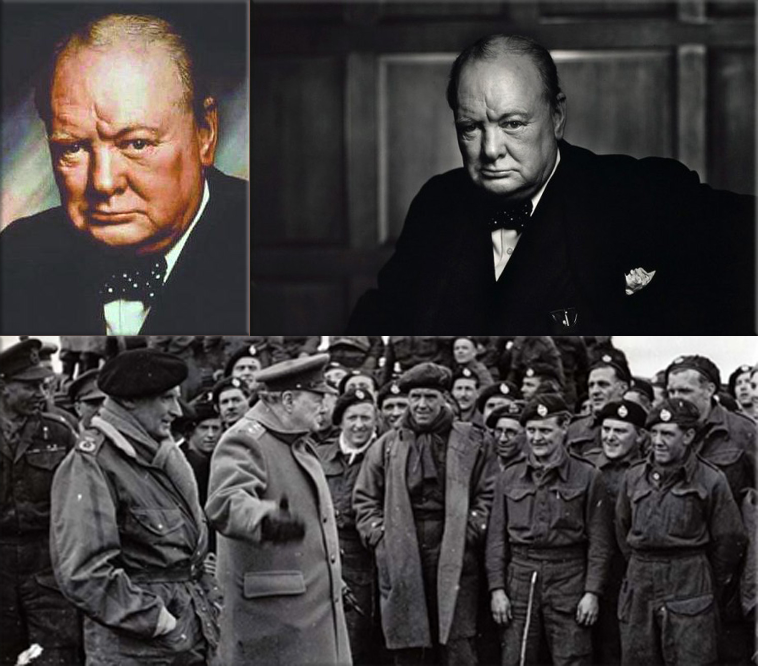 British Prime Minister Winston Churchill portrait ● WW2 photograph Winston Churchill congratulating the troops