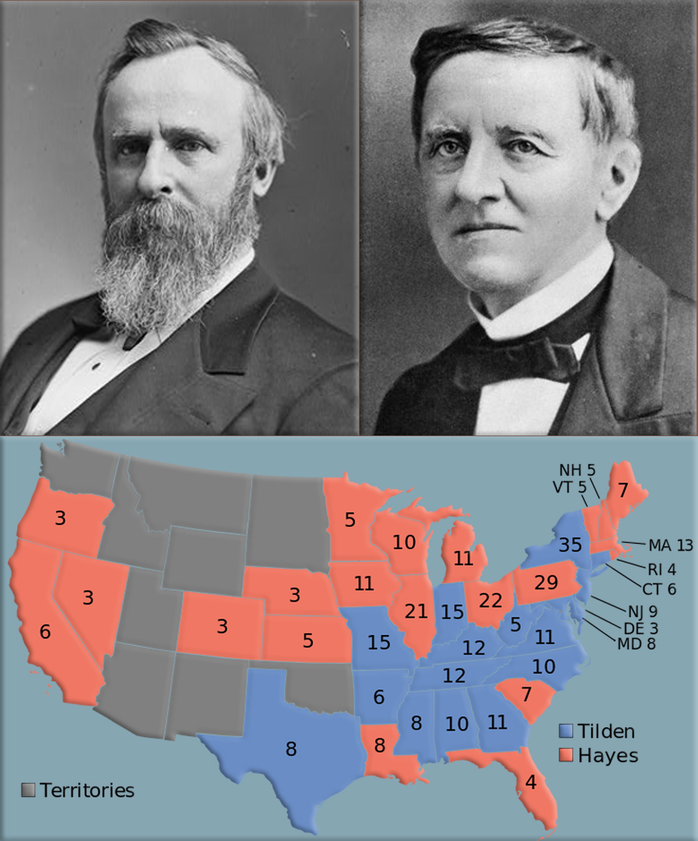 U.S. presidential election, 1876: Just two days before inauguration, the U.S. Congress declares Rutherford B. Hayes the winner of the election even though Samuel J. Tilden had won the popular vote on November 7, 1876