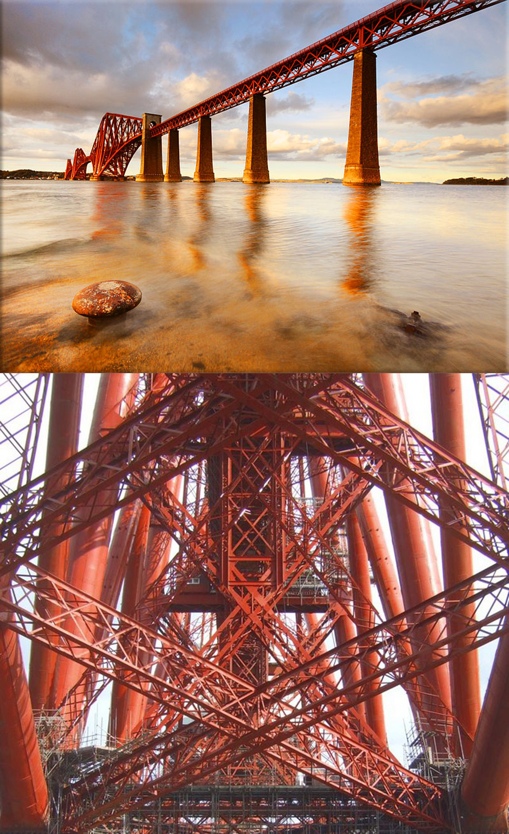The Forth Bridge is a cantilever railway bridge over the Firth of Forth in the east of Scotland, to the east of the Forth Road Bridge, and 14 kilometres (9 mi) west of central Edinburgh