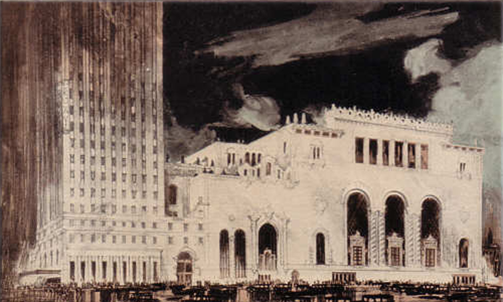 The Roxy Theatre, 1927 postcard (the Taft Hotel is on the left)