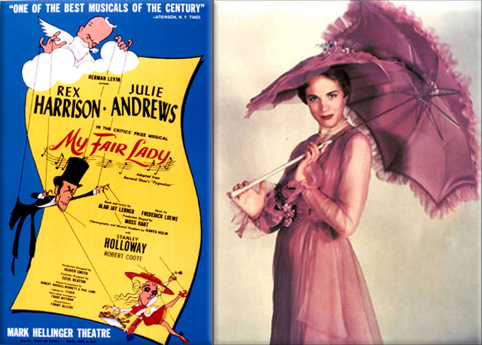 My Fair Lady: Original Broadway Poster by Al Hirschfeld ● Julie Andrews as the transformed Eliza, Broadway 1956