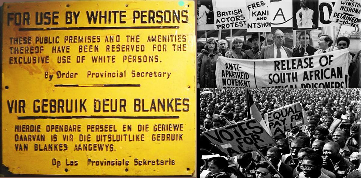 Apartheid: is an Afrikaans word for a system of racial segregation enforced through legislation by the National Party governments, who were the ruling party from 1948 to 1994, of South Africa, under which the rights of the majority black inhabitants of South Africa were curtailed and white supremacy and Afrikaner minority rule was maintained