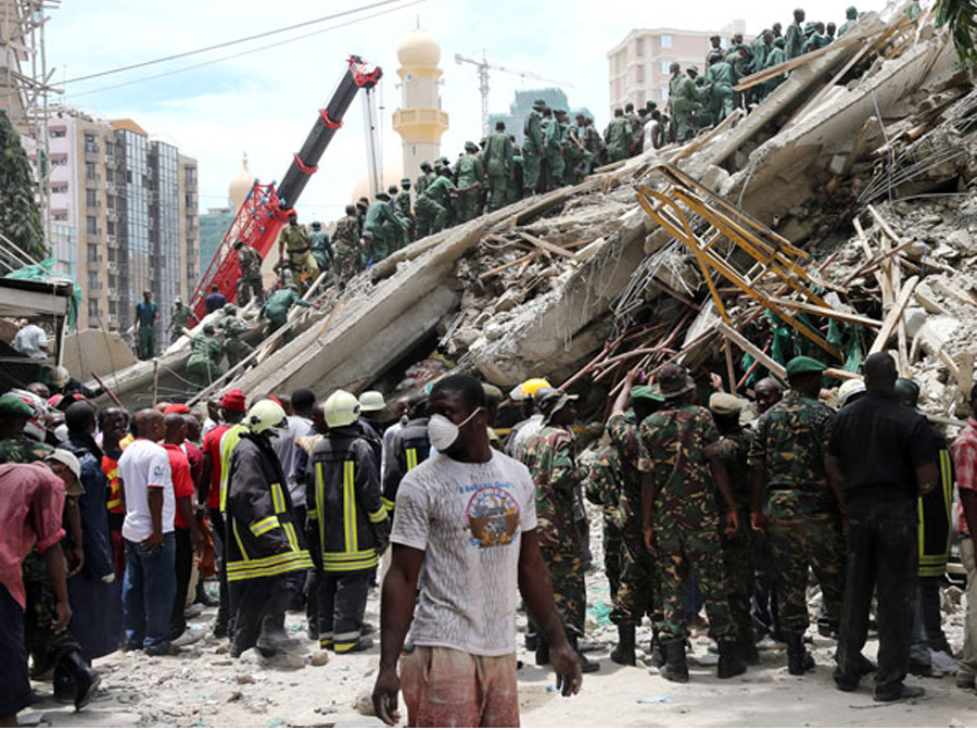 At least 36 people are killed when a 16-floor building collapses in the commercial capital Dar es Salaam, Tanzania.
