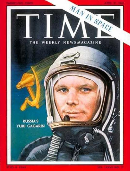 Yuri Gagarin pictured on the cover of TIME Magazine, 21 April 1961