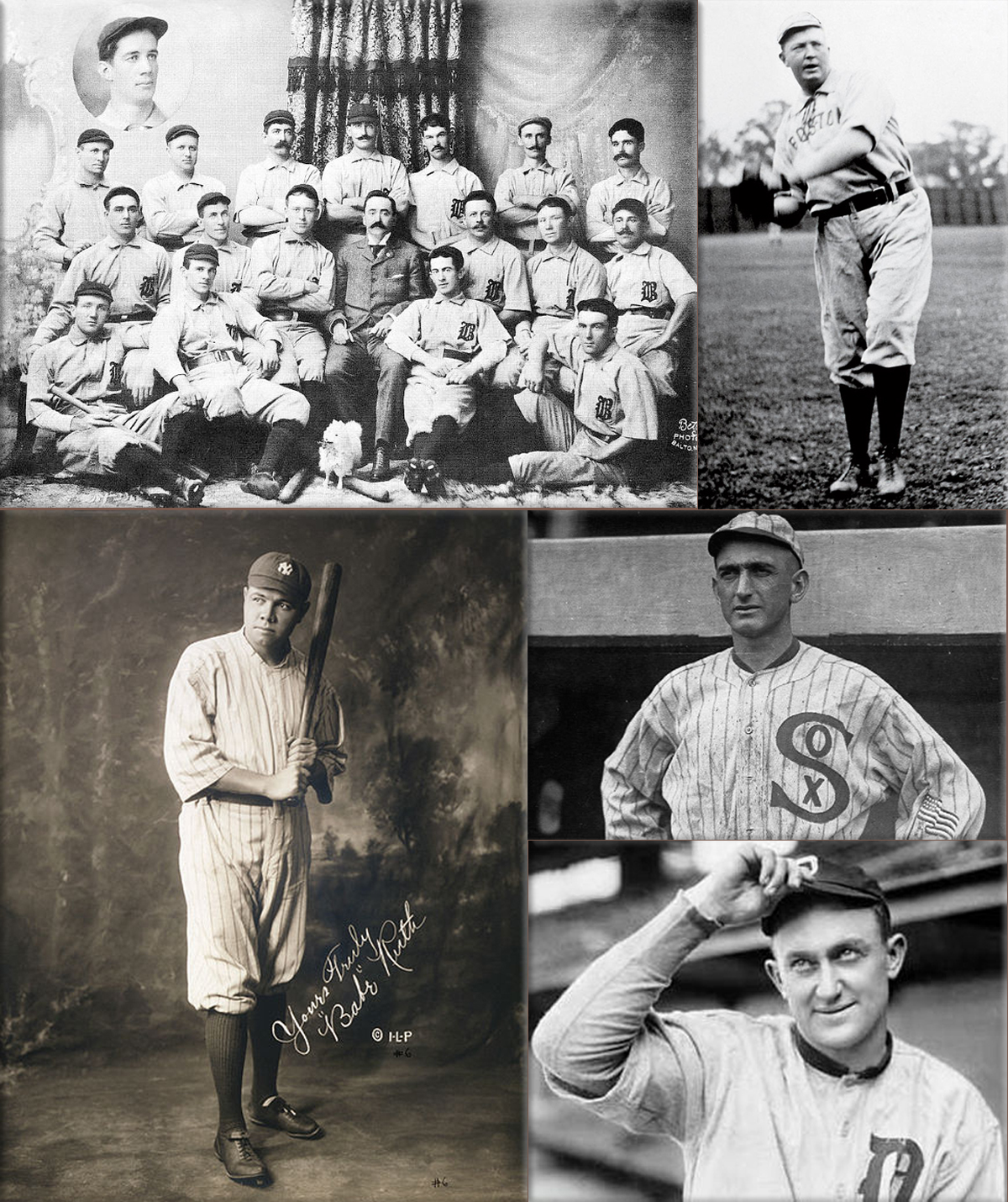 National League Baseball, Baltimore Orioles ● Cy Young won 21 or more games 15 times in his career and had 13 victories at age 39 in 1906. ● Babe Ruth in 1920 ● hoeless Joe Jackson, Chicago White Sox 1919 ● Ty Cobb, Detroit Tigers outfield