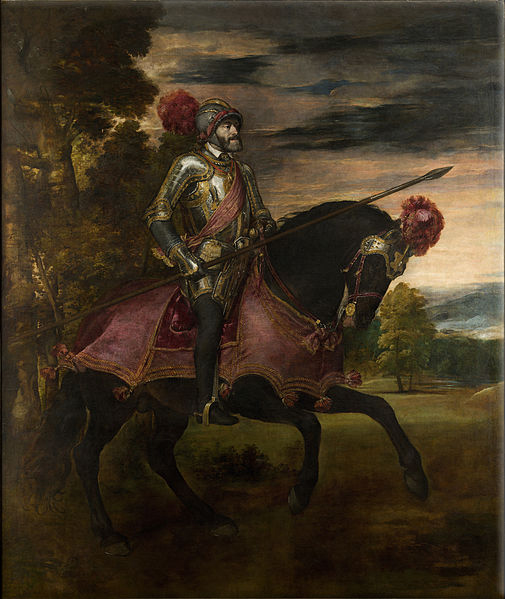 Titian's Equestrian Portrait of Charles I of Spain and V of the Holy Roman Empire (1548) celebrates Charles' victory at Mühlberg