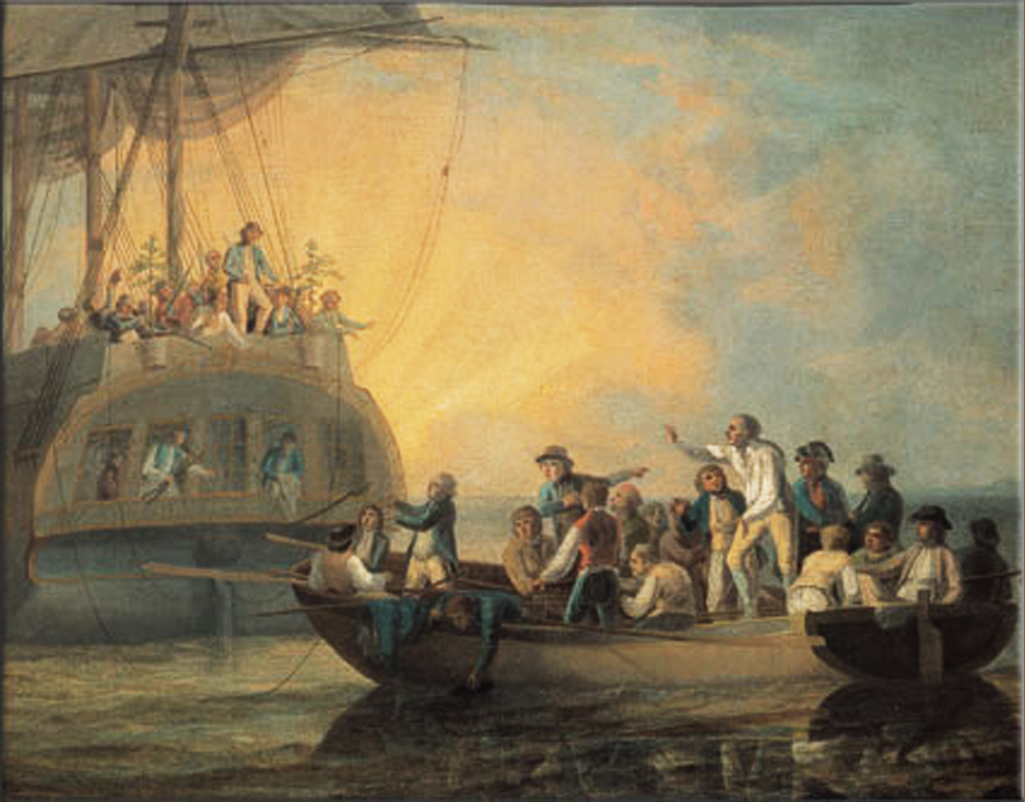 Mutiny on the Bounty: Mutiny aboard the British Royal Navy ship HMS Bounty on 28 April 1789. (The mutiny was led by Fletcher Christian against commanding officer Captain William Bligh.)