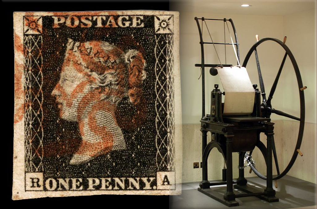 Penny Black, United Kingdom ● The Jacob Perkins' press, that printed the Penny Black and the 2d Blue, in the British Library Philatelic Collections