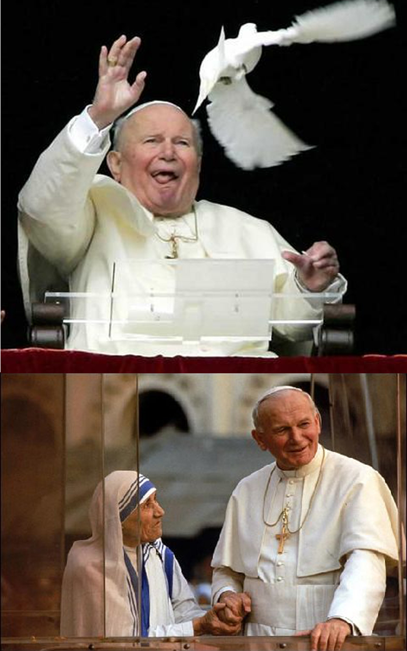Pope John Paul II is beatified by his successor, Pope Benedict XVI.