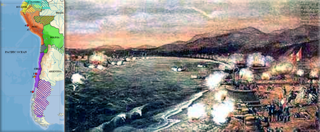Chincha Islands War: Battle of Callao; Peruvian defenders fight off Spanish fleet