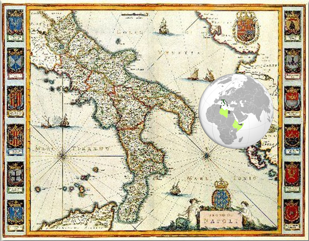 Antique Italian Maps: Joan and Cornelis Blaeu - 1640, Map of the Southern Part of Italy ● Territories and colonies of the Kingdom of Italy in 1941