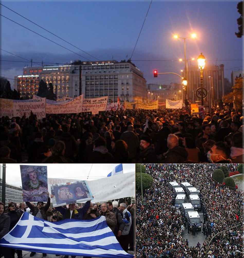 Greek debt crisis: Greek protests; Mass protests in Greece erupt in response to austerity measures imposed by the government
