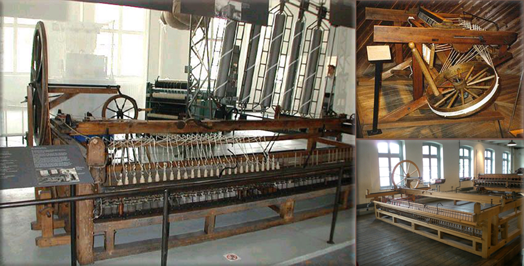 Spinning jenny: Invented in 1765 by James Hargreaves. (The Spinning jenny produced thread quickly. This enabled spinners to keep up with the demands of weavers who were using mechanical looms.)