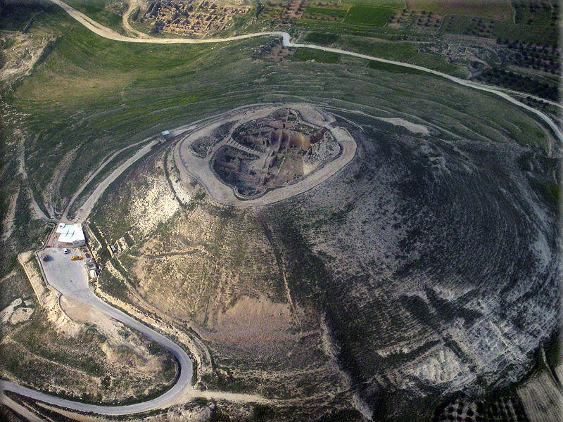 Herodium: truncated cone-shaped hill, located 12 kilometres (7.5 mi) south of Jerusalem, near the city of Bethlehem in the West Bank. Herod the Great built a fortress and palace (Herod's Palace) on the top of Herodium