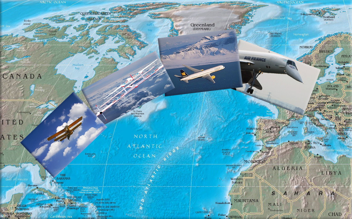 Transatlantic flight Map Atlantic north track